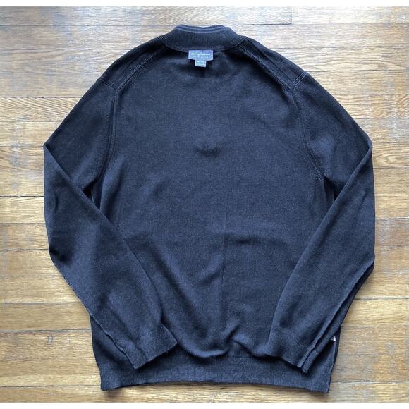 TOMMY BAHAMA Reversible Grey/Black 1/4 Zip Pima Cotton Sweater sz XXL - Picture 14 of 15
